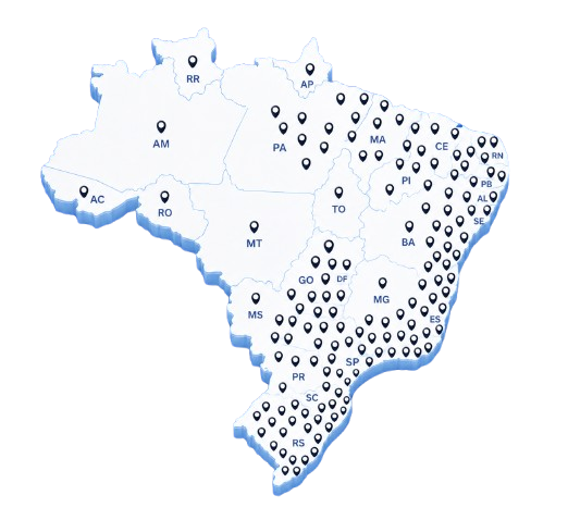 Mapa da rede credenciada Cliomed no Brasil